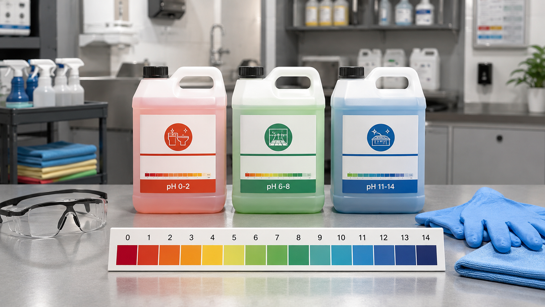 Skala pH środków czystości kwaśnych neutralnych i alkalicznych APOLA Chemia Profesjonalna