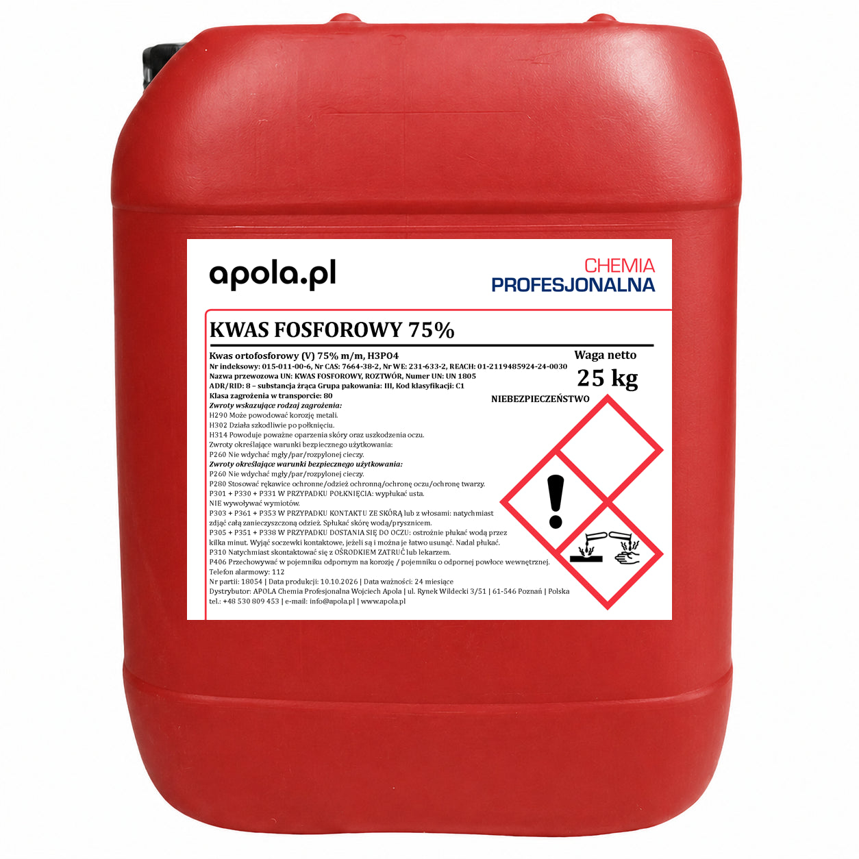 Kwas fosforowy 75% – kanister 30 kg