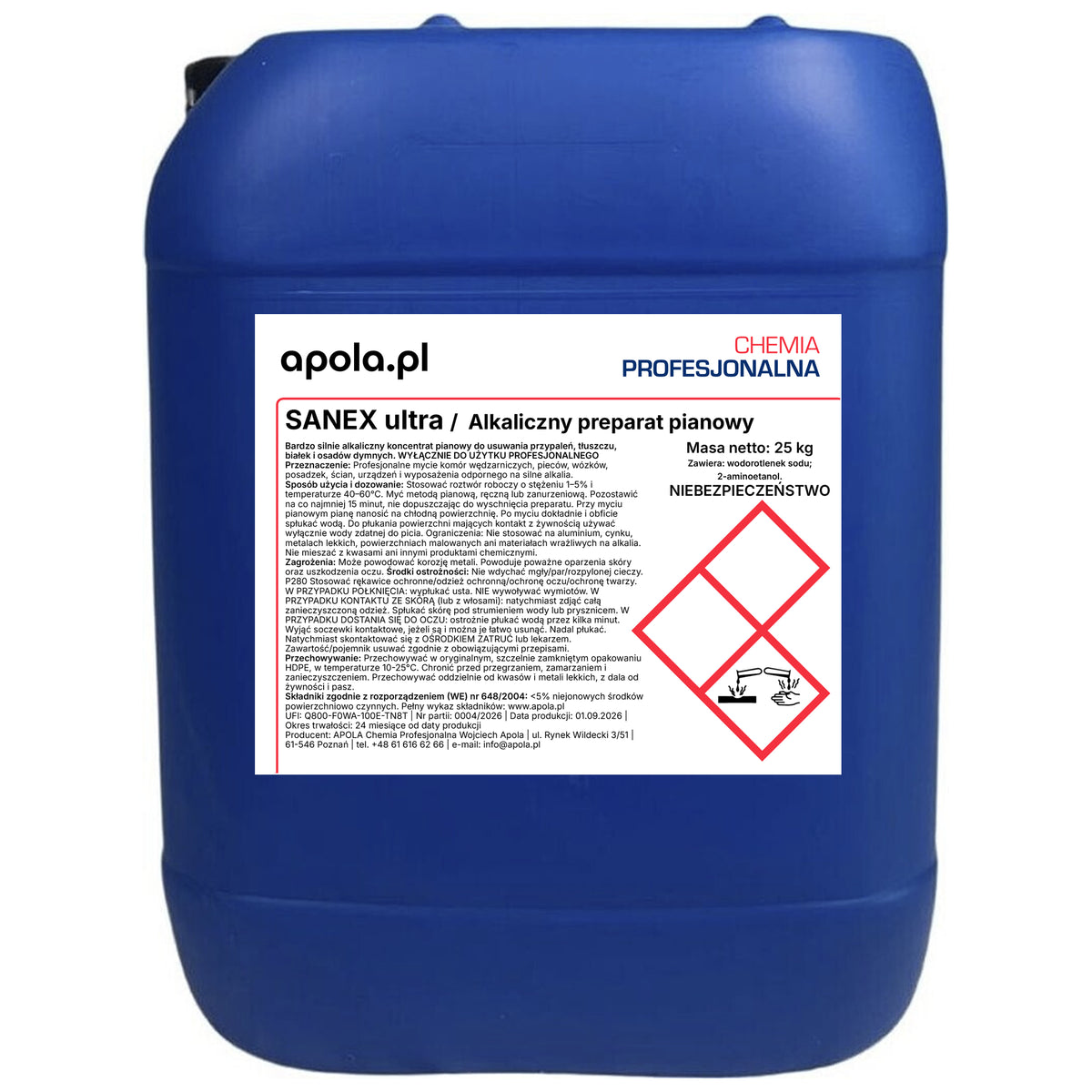 SANEX ultra 25 kg – alkaliczny preparat pianowy, kanister