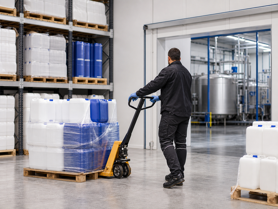 Magazyn i zakład produkcyjny z profesjonalnymi środkami chemicznymi